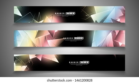 banner collection. abstract background with luminous triangles that overlap. isolated black background. vector illustration of eps 10