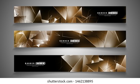 banner collection. abstract background with luminous triangles that overlap. isolated black background. vector illustration of eps 10