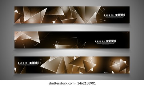 banner collection. abstract background with luminous triangles that overlap. isolated black background. vector illustration of eps 10