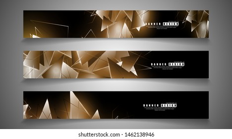banner collection. abstract background with luminous triangles that overlap. isolated black background. vector illustration of eps 10