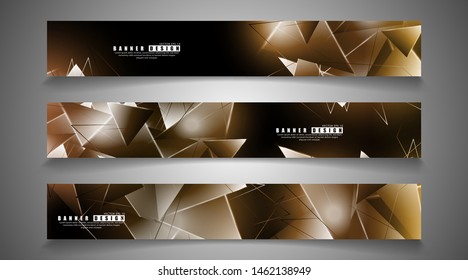 banner collection. abstract background with luminous triangles that overlap. isolated black background. vector illustration of eps 10