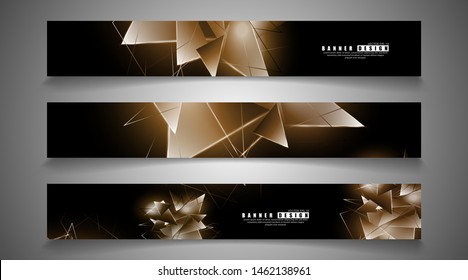 banner collection. abstract background with luminous triangles that overlap. isolated black background. vector illustration of eps 10