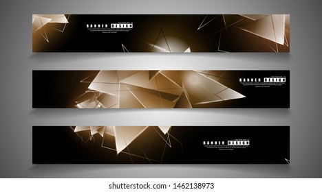 banner collection. abstract background with luminous triangles that overlap. isolated black background. vector illustration of eps 10