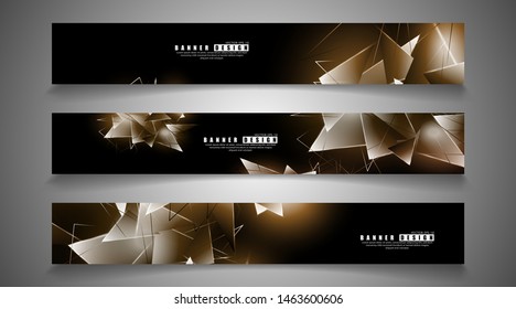 banner collection. abstract background with luminous triangles that overlap. isolated black background. vector illustration of eps 10