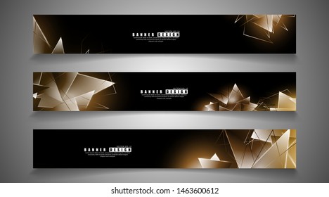 banner collection. abstract background with luminous triangles that overlap. isolated black background. vector illustration of eps 10