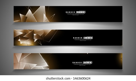 banner collection. abstract background with luminous triangles that overlap. isolated black background. vector illustration of eps 10