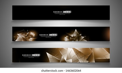 banner collection. abstract background with luminous triangles that overlap. isolated black background. vector illustration of eps 10