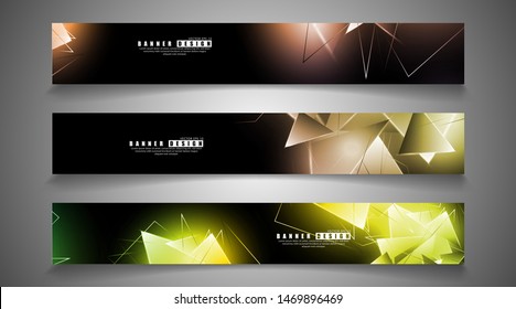banner collection. abstract background with luminous triangles that overlap. isolated black background. vector illustration of eps 10