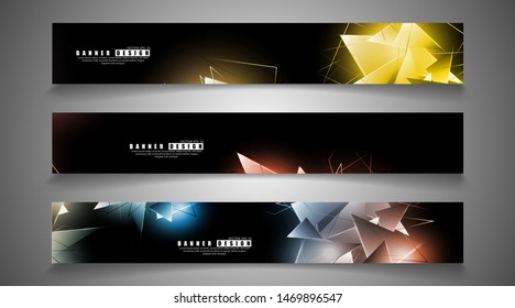 banner collection. abstract background with luminous triangles that overlap. isolated black background. vector illustration of eps 10