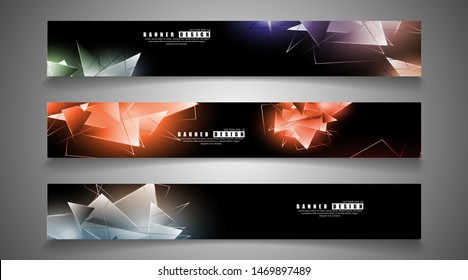 banner collection. abstract background with luminous triangles that overlap. isolated black background. vector illustration of eps 10