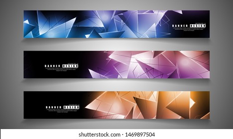banner collection. abstract background with luminous triangles that overlap. isolated black background. vector illustration of eps 10