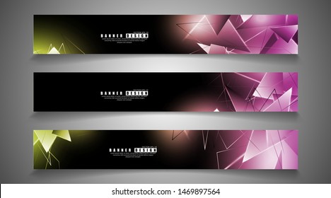 banner collection. abstract background with luminous triangles that overlap. isolated black background. vector illustration of eps 10
