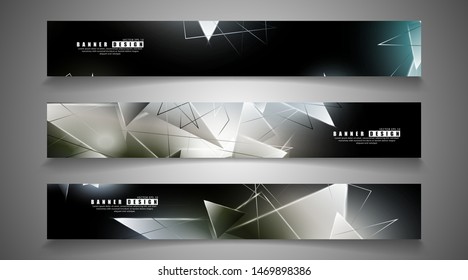 banner collection. abstract background with luminous triangles that overlap. isolated black background. vector illustration of eps 10