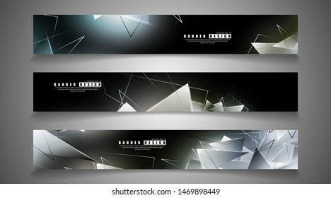 banner collection. abstract background with luminous triangles that overlap. isolated black background. vector illustration of eps 10
