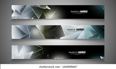 banner collection. abstract background with luminous triangles that overlap. isolated black background. vector illustration of eps 10