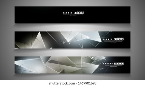 banner collection. abstract background with luminous triangles that overlap. isolated black background. vector illustration of eps 10