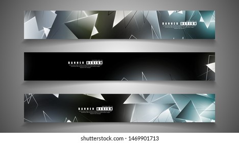 banner collection. abstract background with luminous triangles that overlap. isolated black background. vector illustration of eps 10