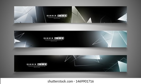 banner collection. abstract background with luminous triangles that overlap. isolated black background. vector illustration of eps 10