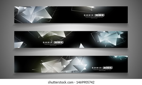 banner collection. abstract background with luminous triangles that overlap. isolated black background. vector illustration of eps 10