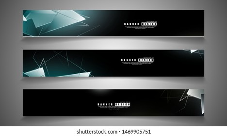 banner collection. abstract background with luminous triangles that overlap. isolated black background. vector illustration of eps 10