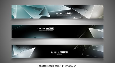 banner collection. abstract background with luminous triangles that overlap. isolated black background. vector illustration of eps 10