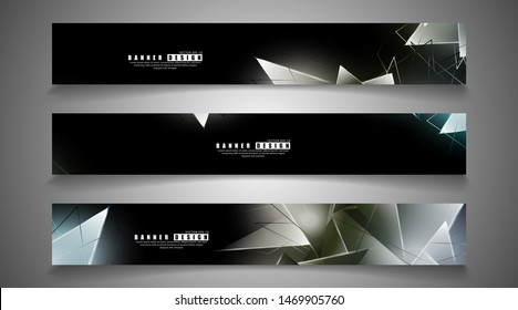banner collection. abstract background with luminous triangles that overlap. isolated black background. vector illustration of eps 10