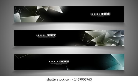 banner collection. abstract background with luminous triangles that overlap. isolated black background. vector illustration of eps 10