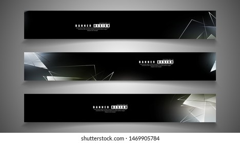 banner collection. abstract background with luminous triangles that overlap. isolated black background. vector illustration of eps 10