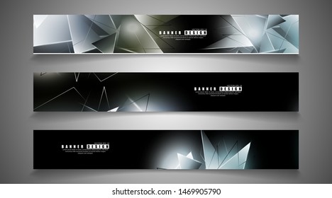banner collection. abstract background with luminous triangles that overlap. isolated black background. vector illustration of eps 10