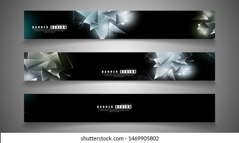 banner collection. abstract background with luminous triangles that overlap. isolated black background. vector illustration of eps 10