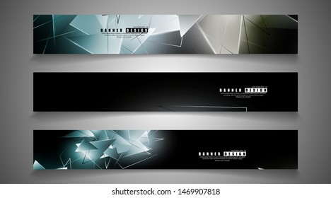 banner collection. abstract background with luminous triangles that overlap. isolated black background. vector illustration of eps 10