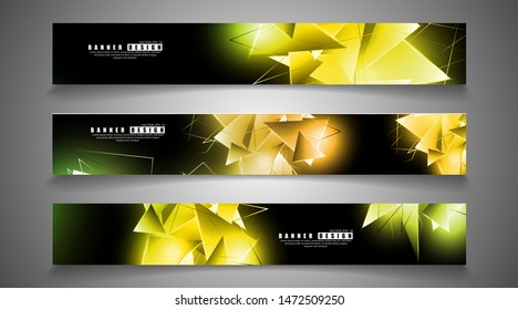 banner collection. abstract background with luminous triangles that overlap. isolated black background. vector illustration of eps 10