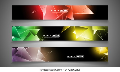 banner collection. abstract background with luminous triangles that overlap. isolated black background. vector illustration of eps 10