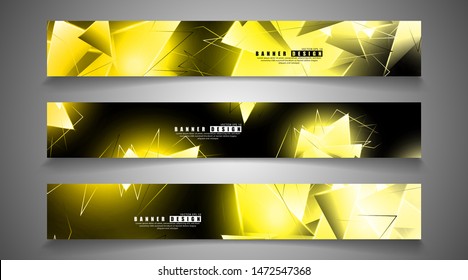 banner collection. abstract background with luminous gold triangles   that overlap . isolated black background. vector illustration of eps 10