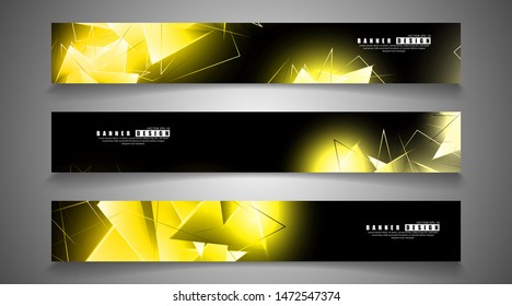 banner collection. abstract background with luminous gold triangles   that overlap . isolated black background. vector illustration of eps 10