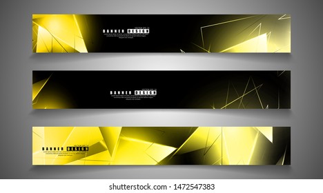 banner collection. abstract background with luminous gold triangles   that overlap . isolated black background. vector illustration of eps 10