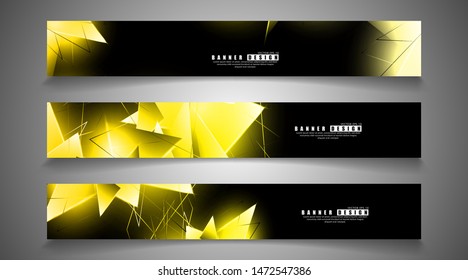 banner collection. abstract background with luminous gold triangles   that overlap . isolated black background. vector illustration of eps 10