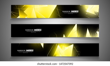 banner collection. abstract background with luminous gold triangles   that overlap . isolated black background. vector illustration of eps 10
