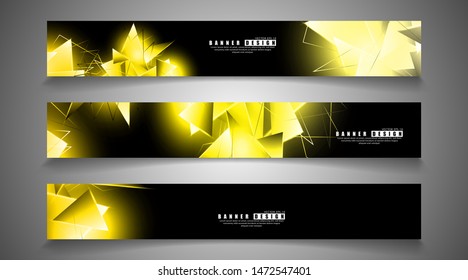 banner collection. abstract background with luminous gold triangles   that overlap . isolated black background. vector illustration of eps 10