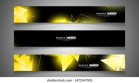 banner collection. abstract background with luminous gold triangles   that overlap . isolated black background. vector illustration of eps 10