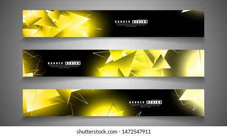 banner collection. abstract background with luminous gold triangles   that overlap . isolated black background. vector illustration of eps 10