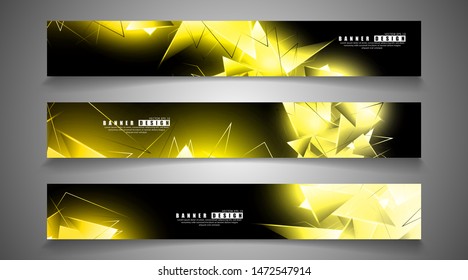 banner collection. abstract background with luminous gold triangles   that overlap . isolated black background. vector illustration of eps 10
