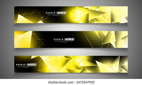 banner collection. abstract background with luminous gold triangles   that overlap . isolated black background. vector illustration of eps 10