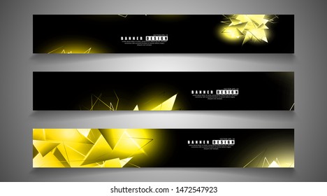 banner collection. abstract background with luminous gold triangles   that overlap . isolated black background. vector illustration of eps 10