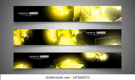 banner collection. abstract background with luminous gold triangles   that overlap . isolated black background. vector illustration of eps 10