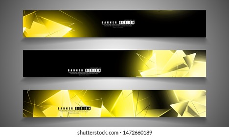 banner collection. abstract background with luminous gold triangles   that overlap . isolated black background. vector illustration of eps 10