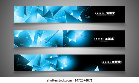 banner collection. abstract background with luminous blue triangles   that overlap . isolated black background. vector illustration of eps 10