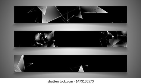 banner collection. abstract background with luminous triangles   that overlap . isolated black background. vector illustration of eps 10