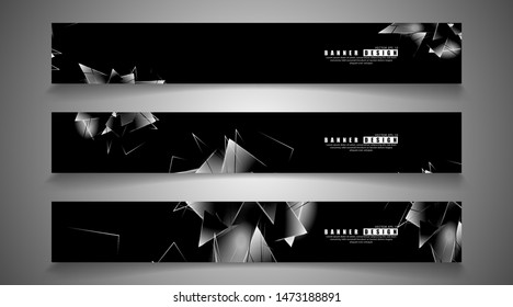 banner collection. abstract background with luminous triangles   that overlap . isolated black background. vector illustration of eps 10