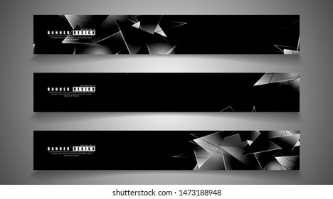 banner collection. abstract background with luminous triangles   that overlap . isolated black background. vector illustration of eps 10